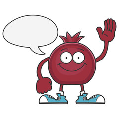 happy smiling pomegranate fruit cartoon