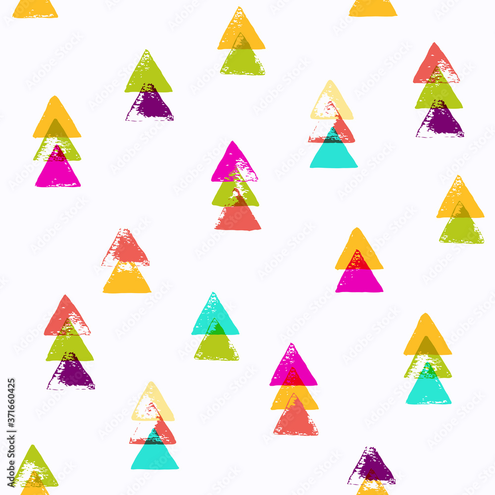 Poster seamless abstract pattern. color fir trees