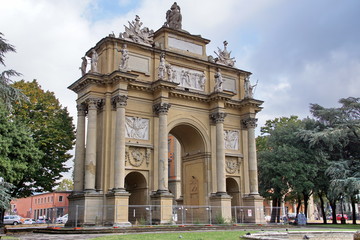Fototapeta na wymiar Piazza della Liberta square and Triumphal Arch of the Lorraine in Florence, Tuscany region of Italy