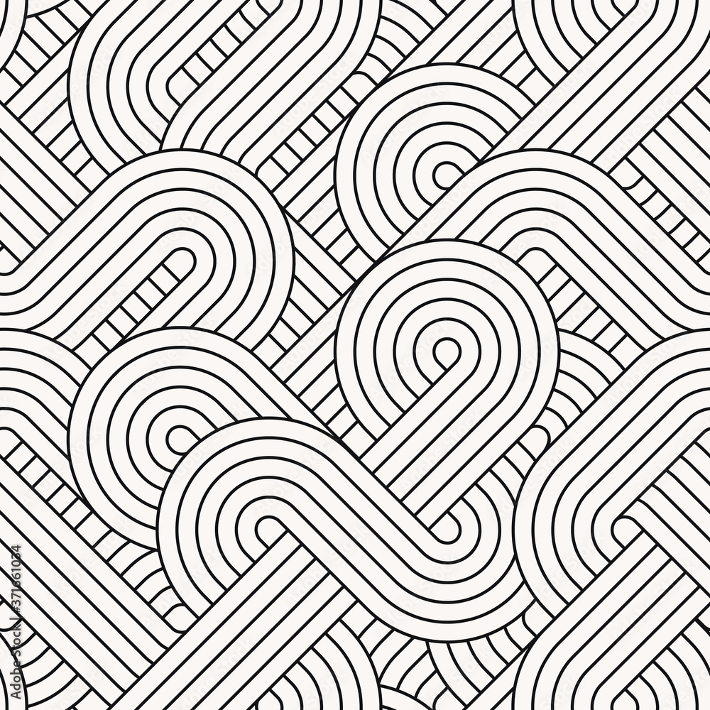 Poster Seamless abstract retro lines pattern