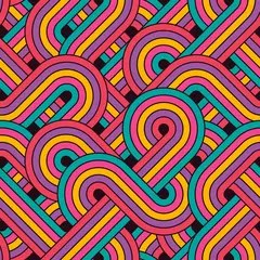 Muurstickers Naadloos abstract retro lijnenpatroon © magnia