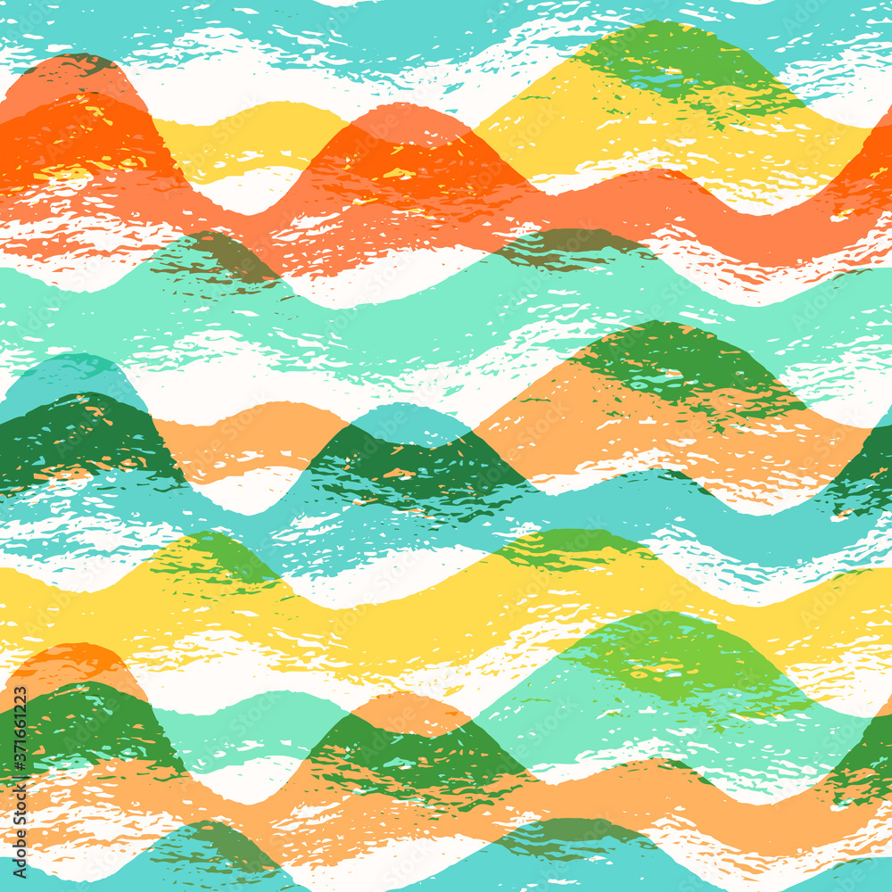 Poster Seamless abstract pattern with color waves