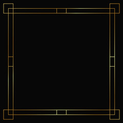 Vector golden frame on the black background. Isolated art deco border