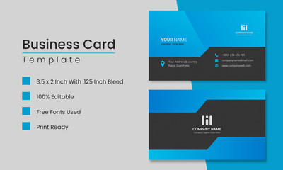 business card template, Double sided business card template design Premium Vector, Fully print ready card.