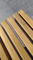 Naklejka na ściany i meble Texture of lacquered wood on a bench