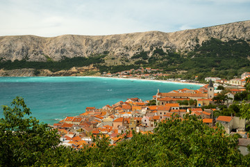 Fototapeta na wymiar Baska Town landscape , Krk Island , Croatia
