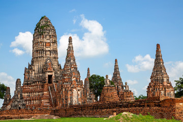 Naklejka premium Remains of ancient temples in the historical site Ayutthaya in Thailand
