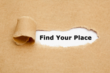 Find Your Place Torn Brown Paper Concept
