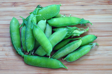 Freshly picked green garden peas