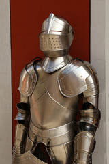 Metal armor of a medieval knight and warrior