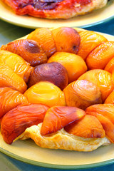 Homemade upside-down Tarte Tatin with apricots