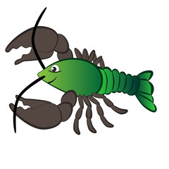 Cartoon crayfish isolated on white background.