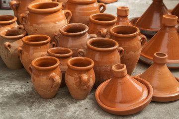 Fototapeta na wymiar Tagine-traditional Moroccan pottery for cooking