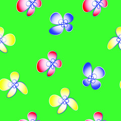 Abstract pattern with flowers on a green background