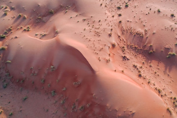 Drone view of Dry Desert in Dubai with Sand Ripples, High Dune Desert in United Arab Emirates 