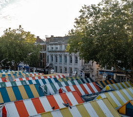 A view across the outdoor market in the city of Norwich