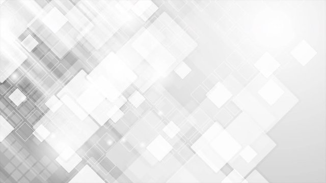 Grey and white glossy squares abstract hi-tech motion design. Futuristic geometric background. Seamless looping. Video animation Ultra HD 4K 3840x2160