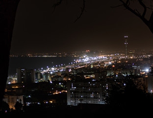 Fototapeta na wymiar Algiers great mosque and sea scape view by night