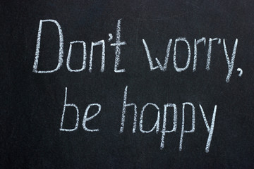 
Chalkboard lettering don't worry, be happy. Positive phrase