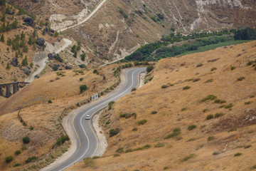 Fototapeta na wymiar Golan Heights Road on the border between Jordan and Israel