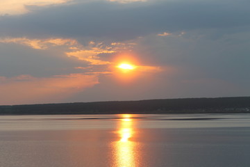 sunset over the river