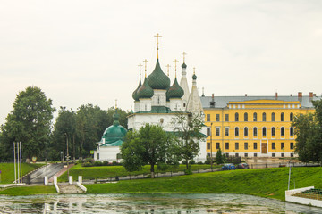 Fototapeta na wymiar Church of the Saviour in the City close - up on a cloudy summer day in Yaroslavl Russia