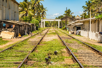 Fototapeta na wymiar Sri Lanka Indian Railway line abandoned train service