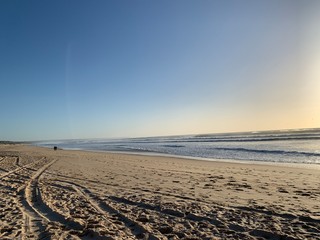 Fototapeta premium Beautiful landscape with sand and dunes vegetation in Fonte da Telha, Portugal