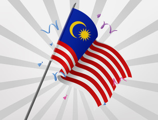 The celebratory flag of Malaysia is flying at high altitudes