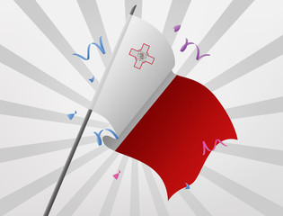The celebratory flag of Malta flew at a height