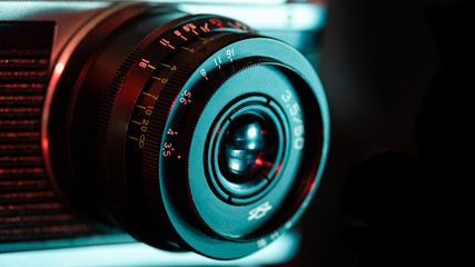 Fototapeta na wymiar A lens of an old film camera