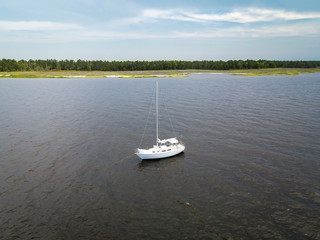 Anchored Sailboat in Eastern North Carolina