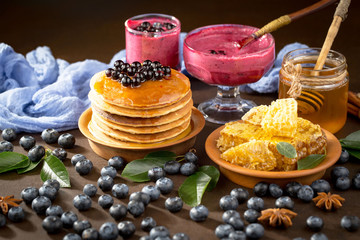 Healthy breakfast on an old background