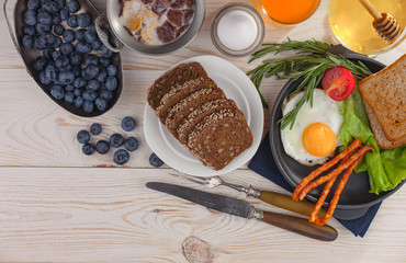 Healthy breakfast on an old background