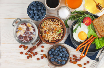 Healthy breakfast on an old background