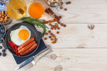 Healthy breakfast on an old background