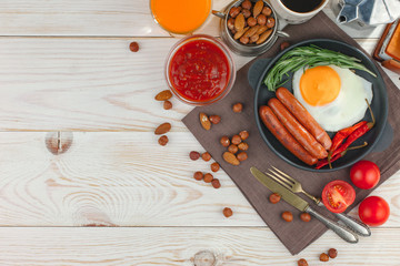 Healthy breakfast on an old background