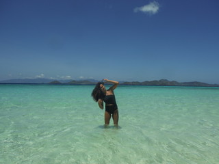 tanned woman beach paradise