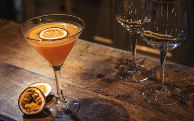 pornstar martini glass with passionfruit dark