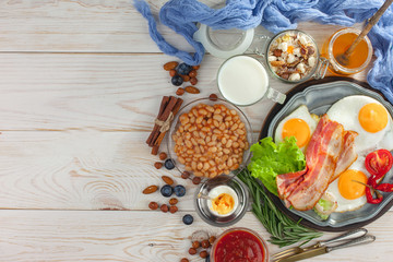 Healthy breakfast on an old background