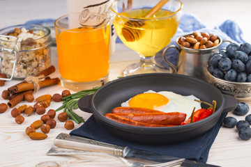 Healthy breakfast on an old background