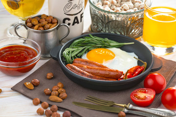 Healthy breakfast on an old background