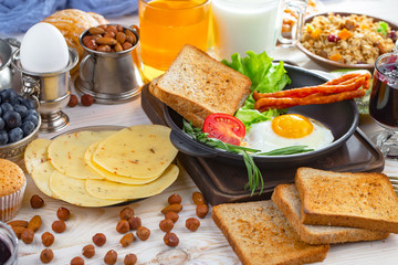 Healthy breakfast on an old background