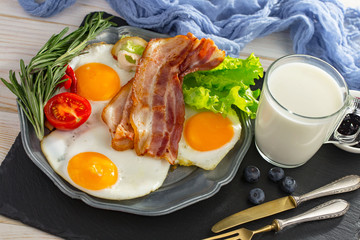 Healthy breakfast on an old background