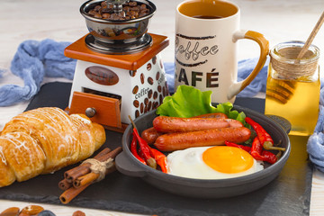 Healthy breakfast on an old background