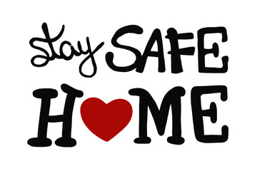 stay home due to covid-19 pandemic caused by coronavirus, handwritten text message sign, isolated on white background, vector illustration
