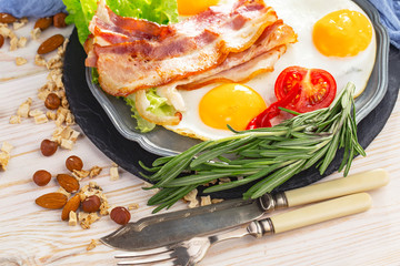Healthy breakfast on an old background