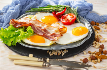 Healthy breakfast on an old background