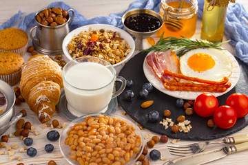 Healthy breakfast on an old background