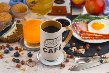 Healthy breakfast on an old background